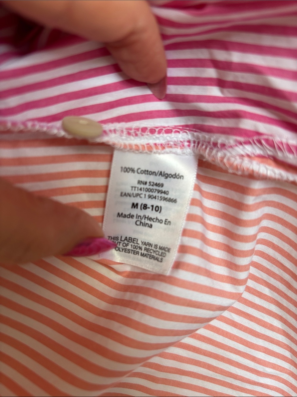 Vtg Poplin pink striped - Picture 5 of 5